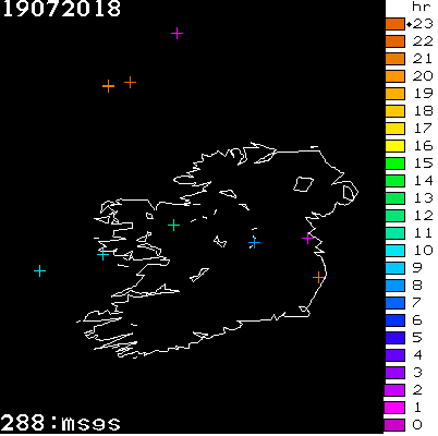 Lightning Report for Ireland on Thursday 19 July 2018
