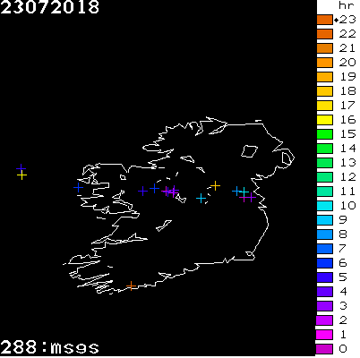 Lightning Report for Ireland on Monday 23 July 2018