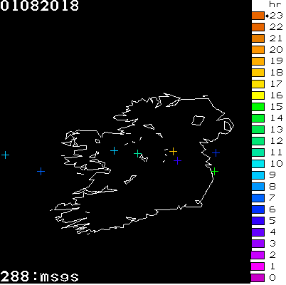 Lightning Report for Ireland on Wednesday 01 August 2018