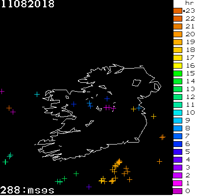Lightning Report for Ireland on Saturday 11 August 2018