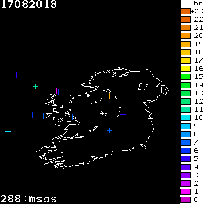 Lightning Report for Ireland on Friday 17 August 2018