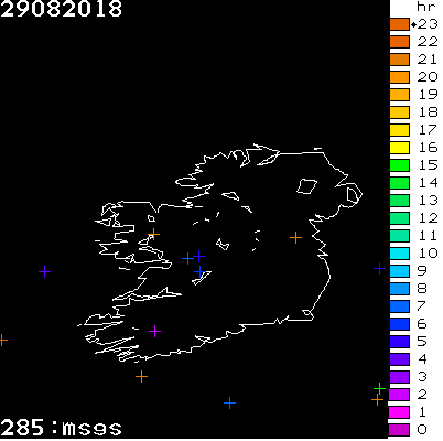 Lightning Report for Ireland on Wednesday 29 August 2018