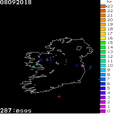 Lightning Report for Ireland on Saturday 08 September 2018
