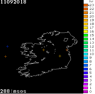Lightning Report for Ireland on Tuesday 11 September 2018