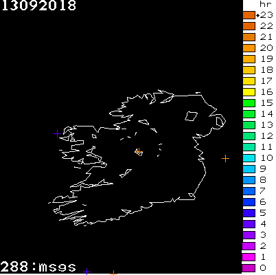 Lightning Report for Ireland on Thursday 13 September 2018