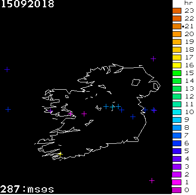 Lightning Report for Ireland on Saturday 15 September 2018