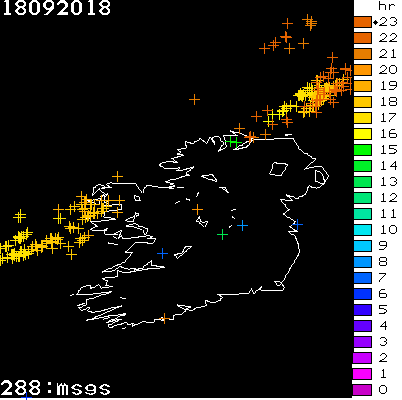 Lightning Report for Ireland on Tuesday 18 September 2018