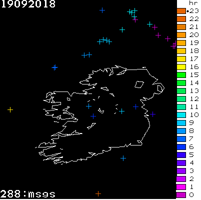 Lightning Report for Ireland on Wednesday 19 September 2018