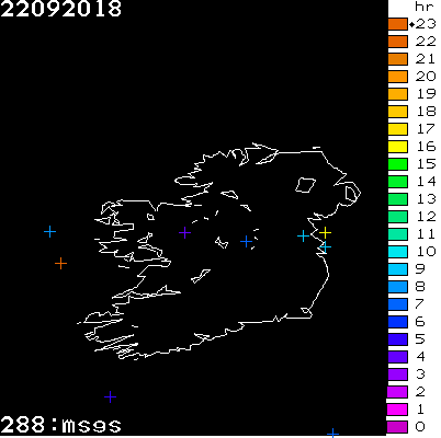 Lightning Report for Ireland on Saturday 22 September 2018