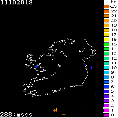 Lightning Report for Ireland on Thursday 11 October 2018