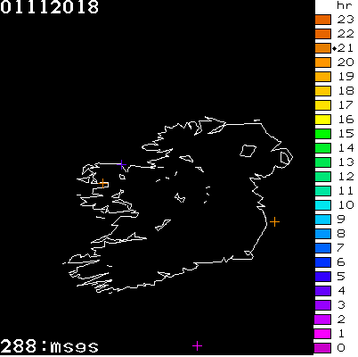 Lightning Report for Ireland on Thursday 01 November 2018