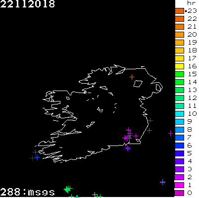 Lightning Report for Ireland on Thursday 22 November 2018