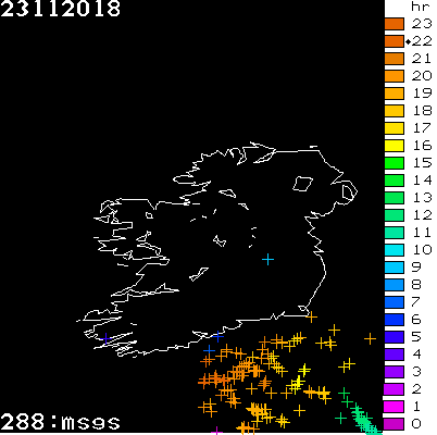 Lightning Report for Ireland on Friday 23 November 2018