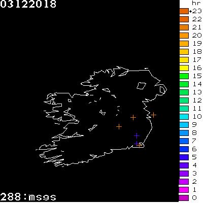 Lightning Report for Ireland on Monday 03 December 2018