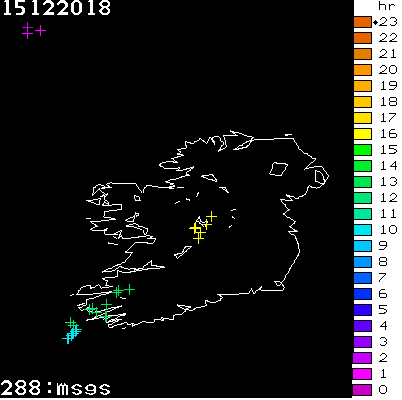 Lightning Report for Ireland on Saturday 15 December 2018