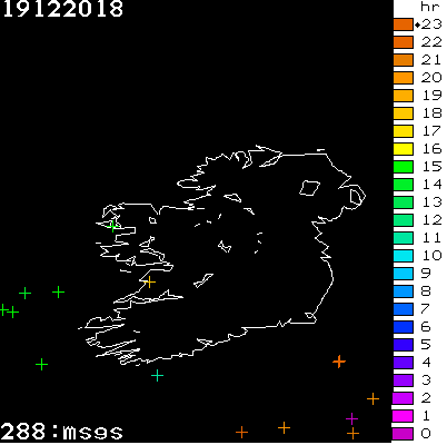 Lightning Report for Ireland on Wednesday 19 December 2018