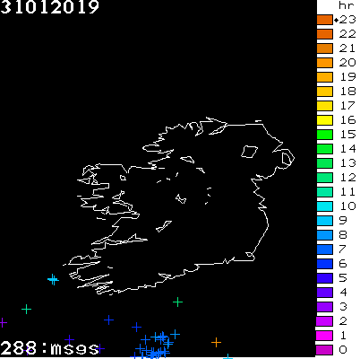 Lightning Report for Ireland on Thursday 31 January 2019