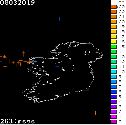 Lightning Report for Ireland on Friday 08 March 2019