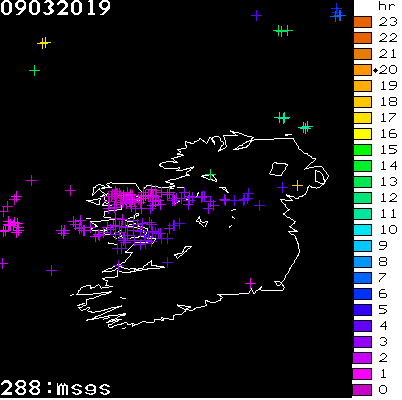 Lightning Report for Ireland on Saturday 09 March 2019