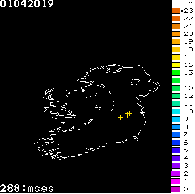 Lightning Report for Ireland on Monday 01 April 2019