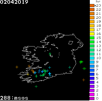 Lightning Report for Ireland on Tuesday 02 April 2019