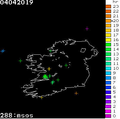 Lightning Report for Ireland on Thursday 04 April 2019