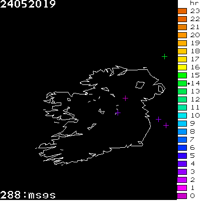 Lightning Report for Ireland on Friday 24 May 2019