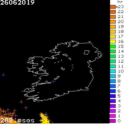 Lightning Report for Ireland on Wednesday 26 June 2019