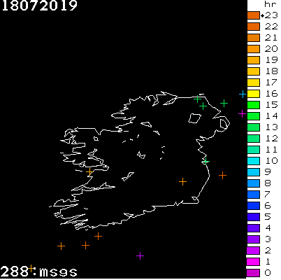 Lightning Report for Ireland on Thursday 18 July 2019