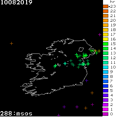 Lightning Report for Ireland on Saturday 10 August 2019
