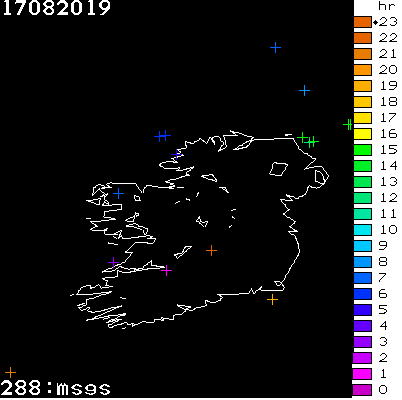 Lightning Report for Ireland on Saturday 17 August 2019