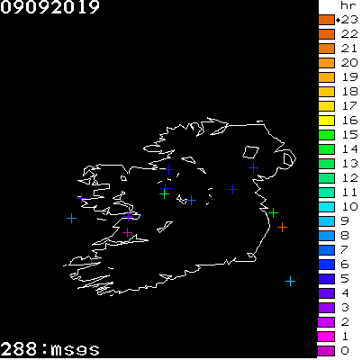 Lightning Report for Ireland on Monday 09 September 2019