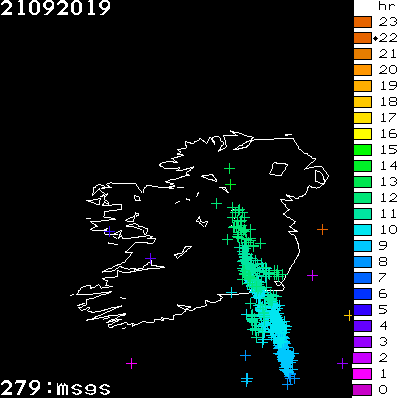 Lightning Report for Ireland on Saturday 21 September 2019