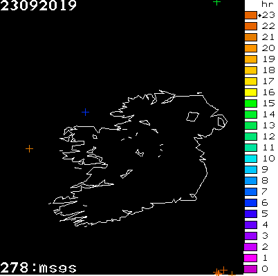 Lightning Report for Ireland on Monday 23 September 2019