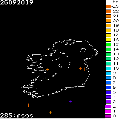 Lightning Report for Ireland on Thursday 26 September 2019