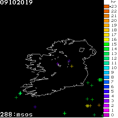 Lightning Report for Ireland on Wednesday 09 October 2019