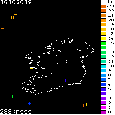 Lightning Report for Ireland on Wednesday 16 October 2019