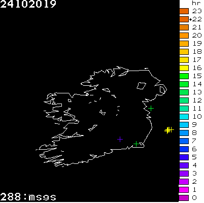 Lightning Report for Ireland on Thursday 24 October 2019
