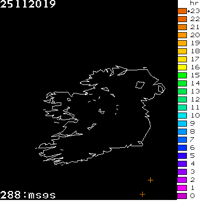 Lightning Report for Ireland on Monday 25 November 2019