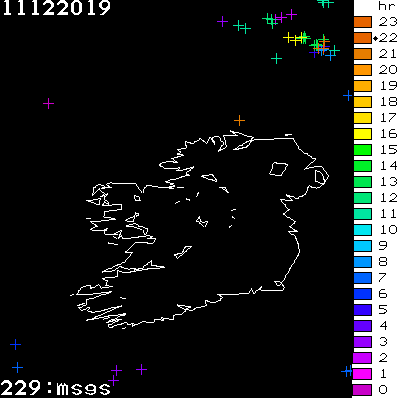 Lightning Report for Ireland on Wednesday 11 December 2019