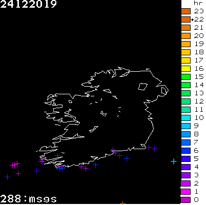 Lightning Report for Ireland on Tuesday 24 December 2019