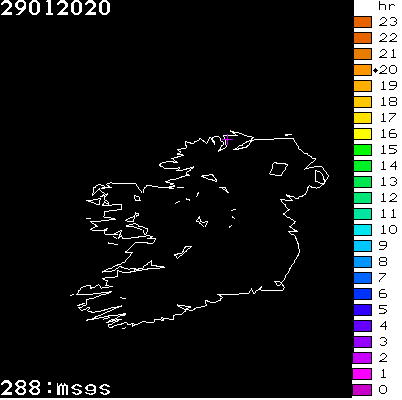 Lightning Report for Ireland on Wednesday 29 January 2020