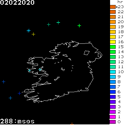 Lightning Report for Ireland on Sunday 02 February 2020