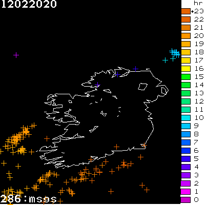 Lightning Report for Ireland on Wednesday 12 February 2020