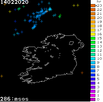 Lightning Report for Ireland on Friday 14 February 2020