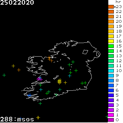 Lightning Report for Ireland on Tuesday 25 February 2020