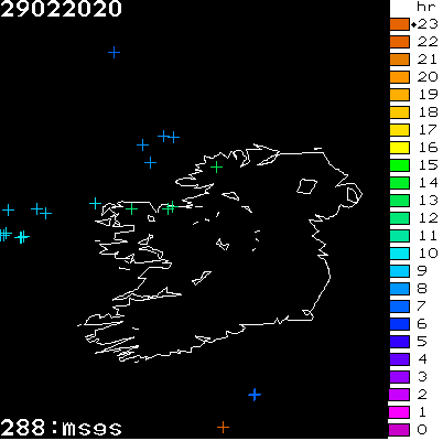 Lightning Report for Ireland on Saturday 29 February 2020