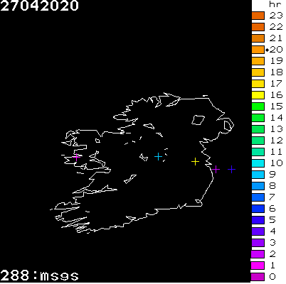 Lightning Report for Ireland on Monday 27 April 2020