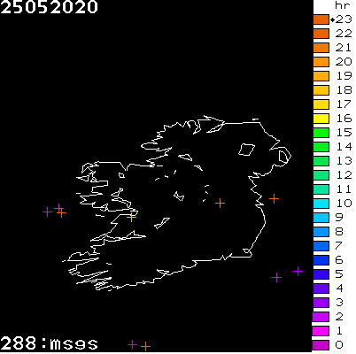 Lightning Report for Ireland on Monday 25 May 2020