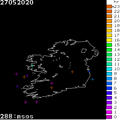 Lightning Report for Ireland on Wednesday 27 May 2020